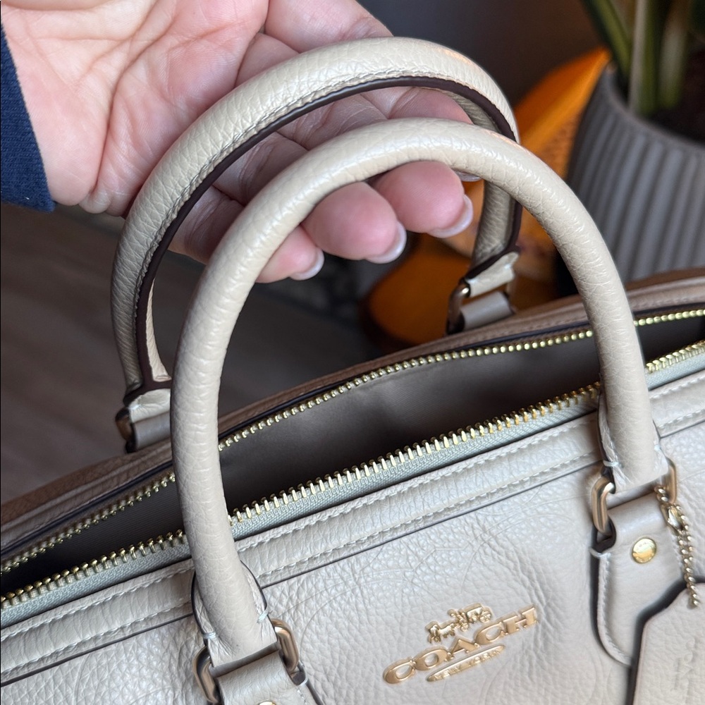 Rowan Large Satchel Bag In Signature Leather (Oat) - Picture 10 of 12